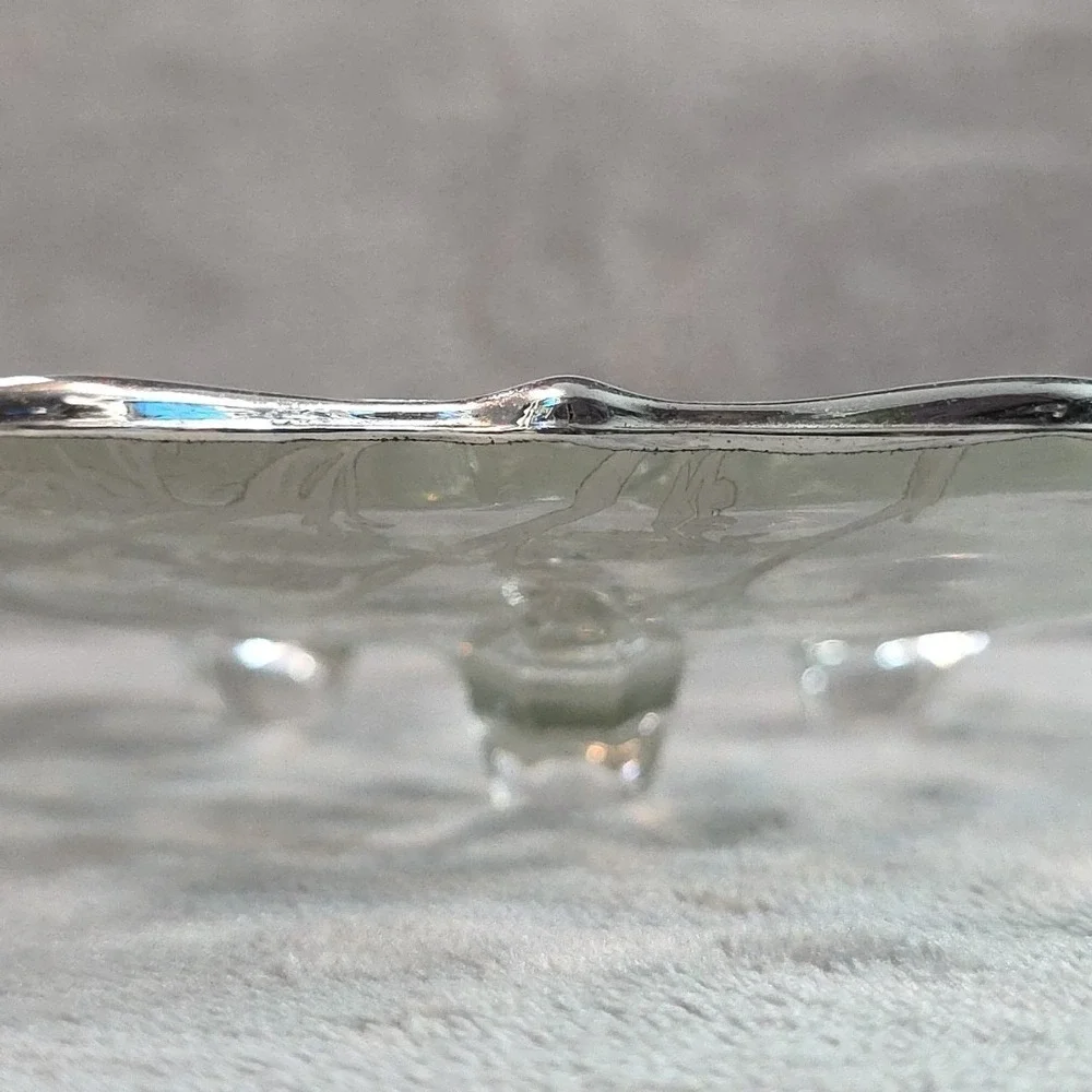 Mid Century Sterling Silver Overlay Flanders Poppy Glass 7.5